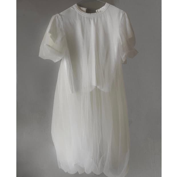 느와케이 니노미야 Long Tulle Overlay T-shirt