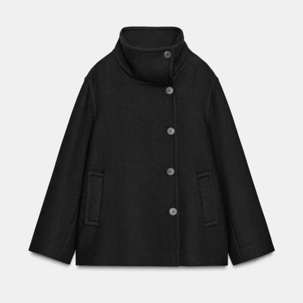 하이넥 울 쇼트 코트