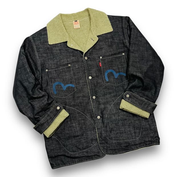 Evisu OG fleece vintage denim jacket