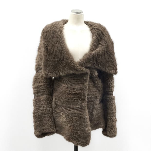 소니아 리키엘 램스킨 위빙 머스크랫 퍼 자켓