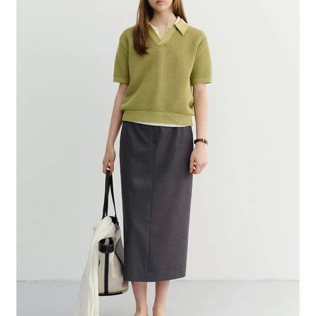 던스트 H-LINE LONG SKIRT DEEP GREY 스커트