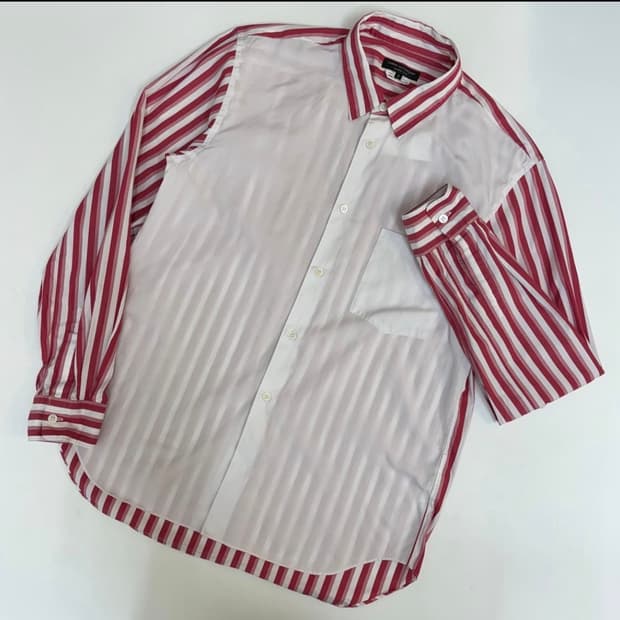 꼼데가르송 옴므 플러스 스트라이프 배색 셔츠 레드 S 