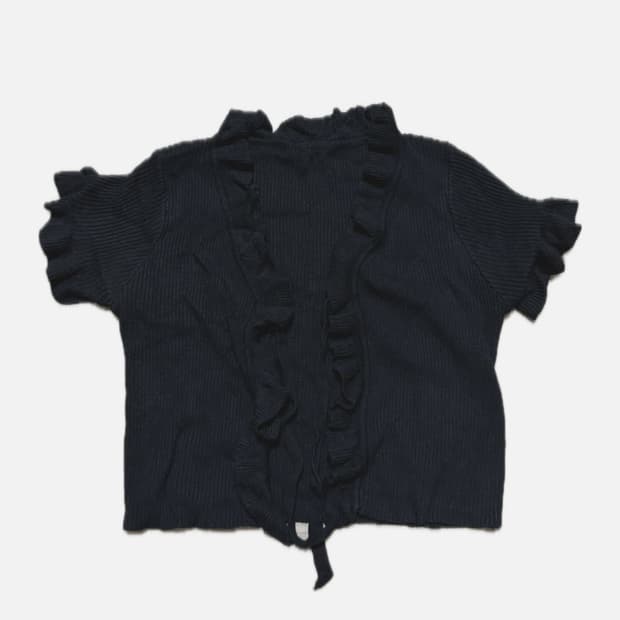 썸머 골지 러플 미니 가디건