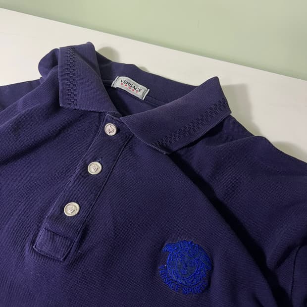 M 48 베르사체 스포츠 네이비 메두사 PK 긴팔카라티