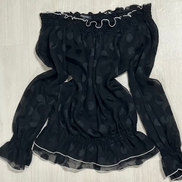 도트블랙 시스루 오프숄더 탑 공겜여주 고스 고딕 