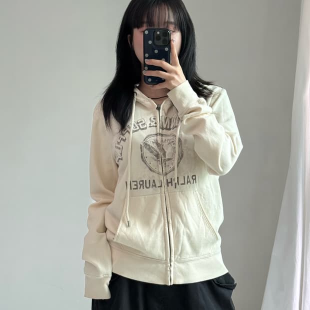 폴로 크림 아이보리 후드집업