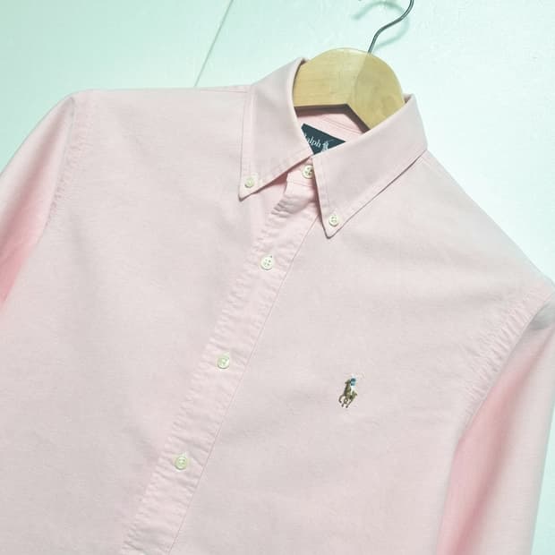 남성 폴로 커스텀핏 핑크 옥스퍼드 옥스포드 긴팔 남방 셔츠