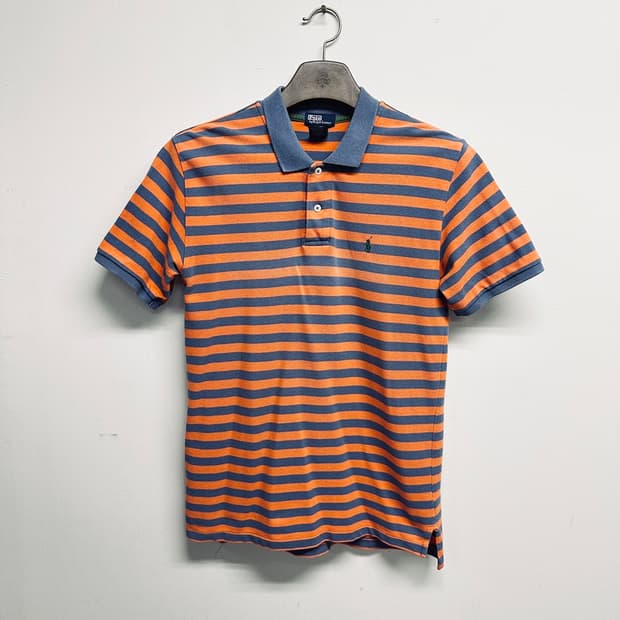 폴로 오렌지 / 블루 스트라이프 반팔 카라티 (XL(20) 실 S~M)