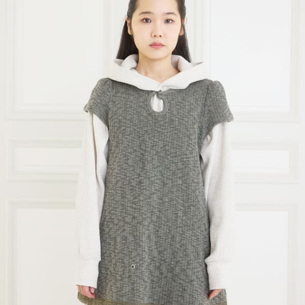 콜로신스 탑 드레스 카키 + 후드 멜란지 오트 세트