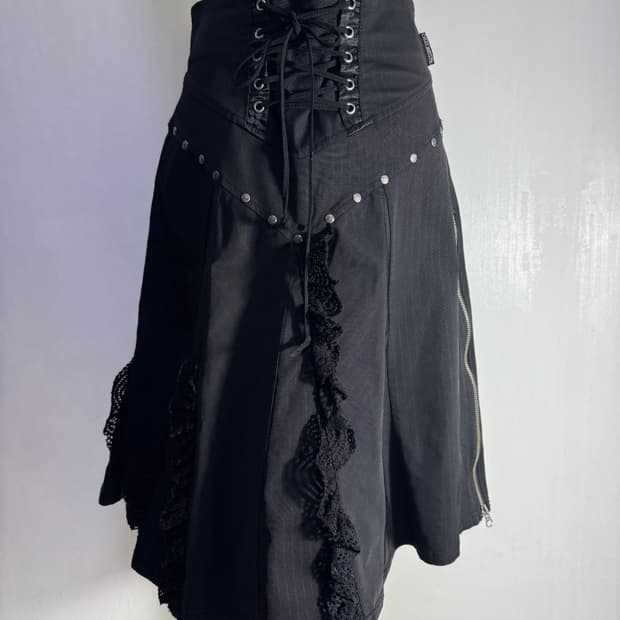 Ozz oneste 스터드 레이스 업 스커트 y2k 고딕 로리타 오즈온