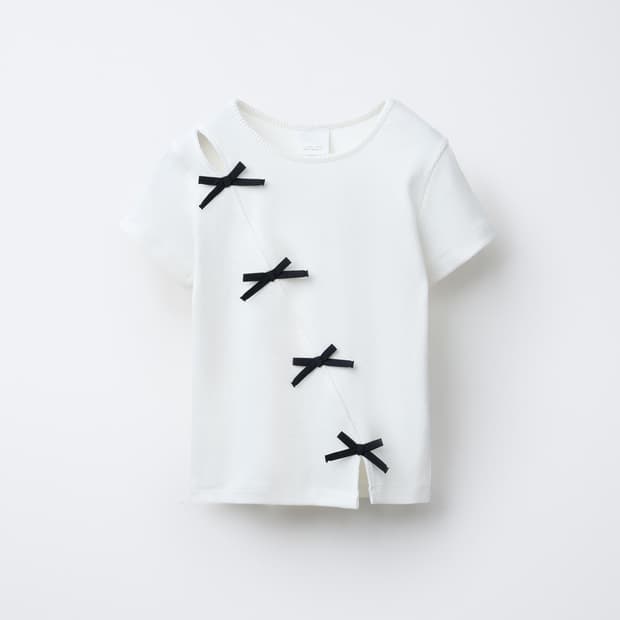 zara ripped t shirt with bow