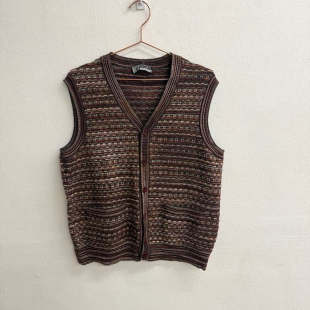 Italy 미쏘니 조개 패턴 니트 조끼 (M)