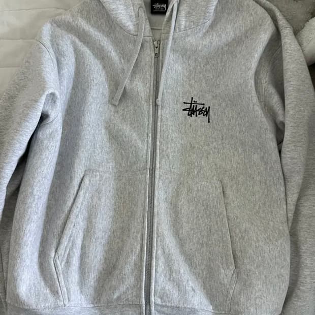 스투시 베이직 후드집업 애쉬헤더 m 사이즈