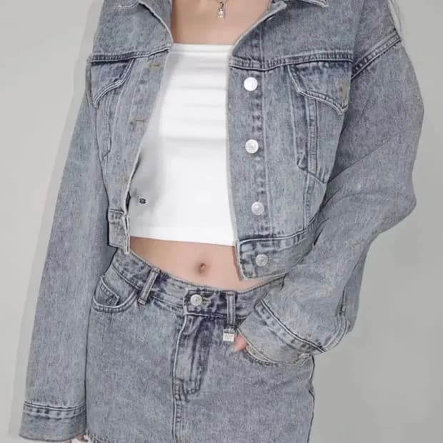 새상품) 페일제이드 빈티지 크롭 청자켓