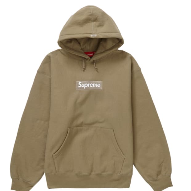 슈프림 박스로고 후드 스웨트셔츠 다크 샌드 - 23FW