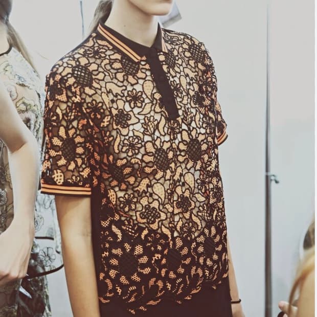 새상품 MSGM 레이스 반팔 티셔츠 블랙 38(55사이즈)