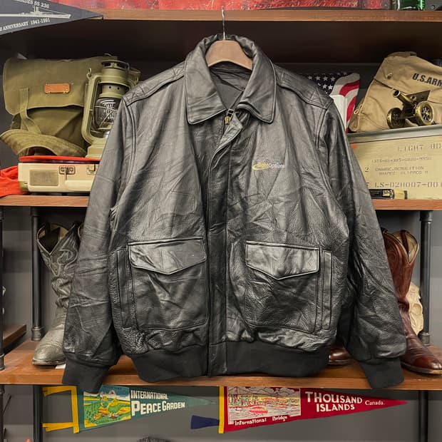 빈티지 플라이트 A2 소가죽 리얼 레더 자켓