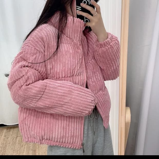 코듀로이 숏패딩