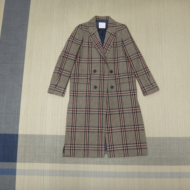 (55size) 잇미샤 울 체크 브라운 코트ITIBYHC991