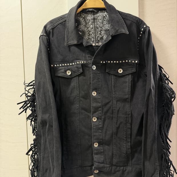 데님 프린지 자켓 m 사이즈