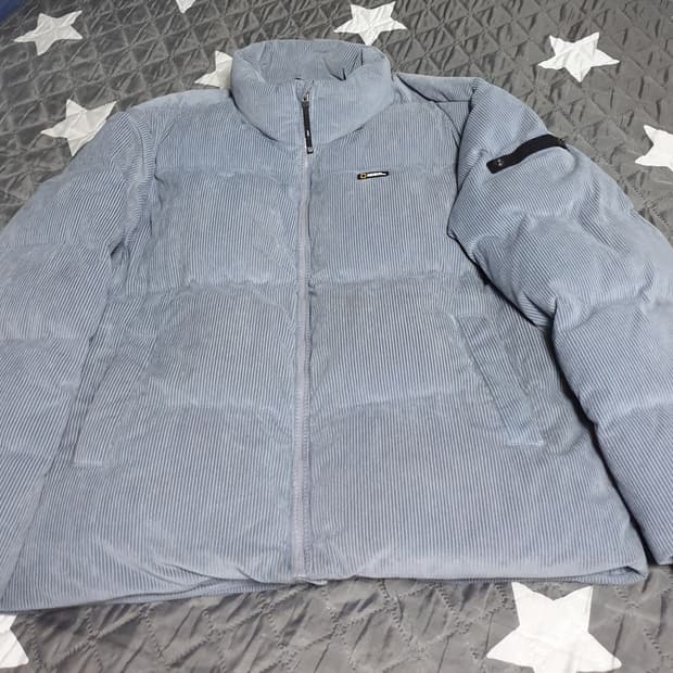 내셔널지오그래픽 덕다운 코듀로이 숏패딩 블루그레이 (XXL)