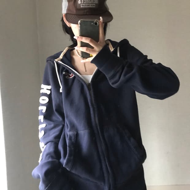 홀리스터 네이비 스티치 후드집업