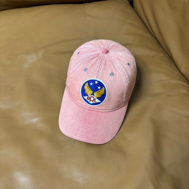 RRL 더블알엘 랄프로렌 폴로 윙로고 6패널 볼캡 모자 워시드 레드