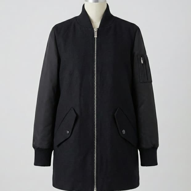 Maje 마쥬 블랙 롱 바시티 코트