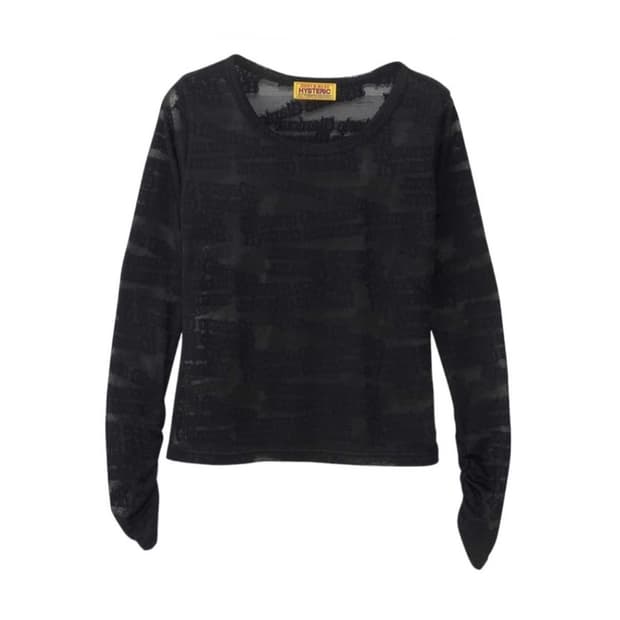 히스테릭 글래머 타입 로고 자카드 치비 티셔츠 블랙