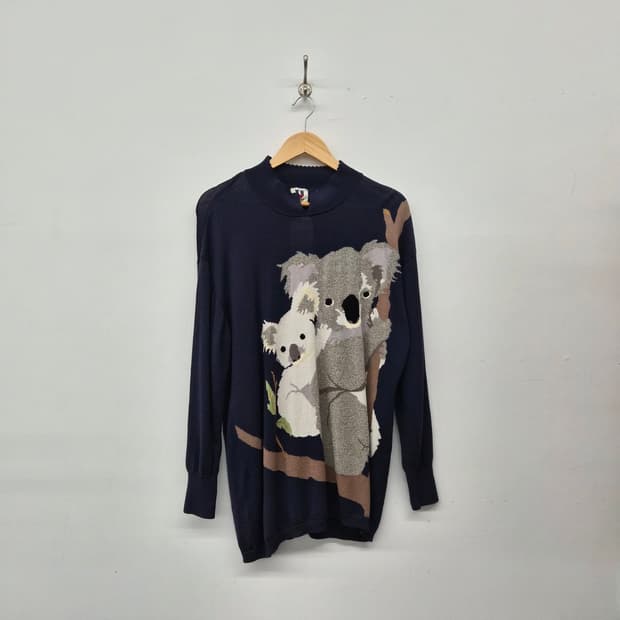 발리 코알라 자수 네이비 니트 스웨터 남성 XL