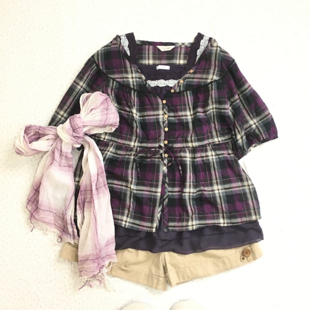 JPN/체크 셔츠 블라우스 모리걸체크블라우스 모리룩체크블라우스 레이어드