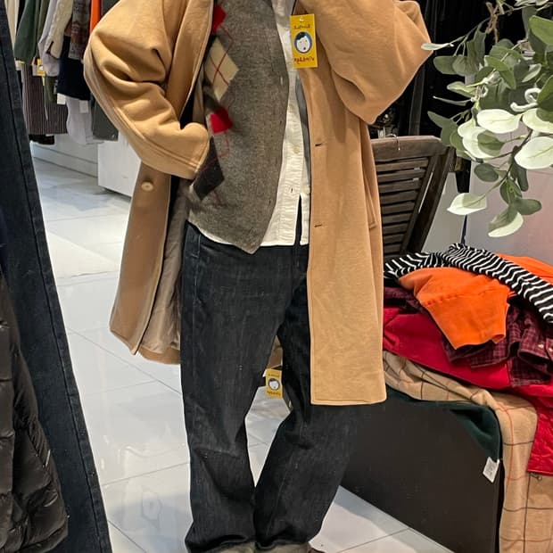 퓨어뉴울 아가일 체크가디건