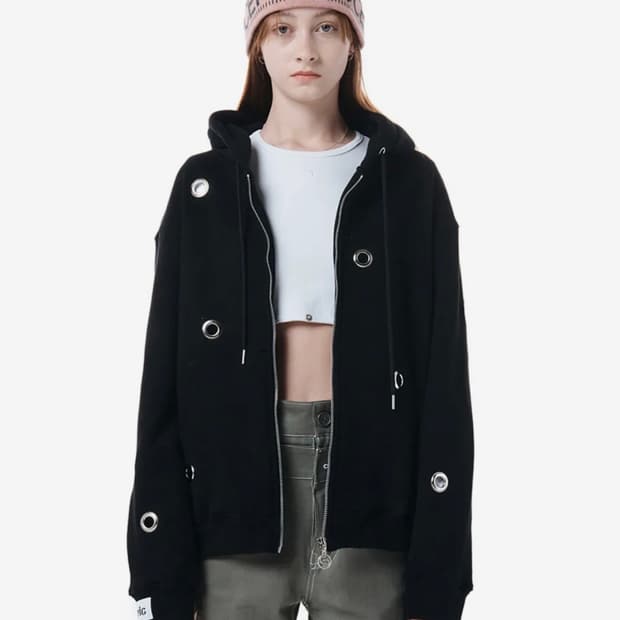 CIRCLE PIT HOOD ZIP UP / BLACK 