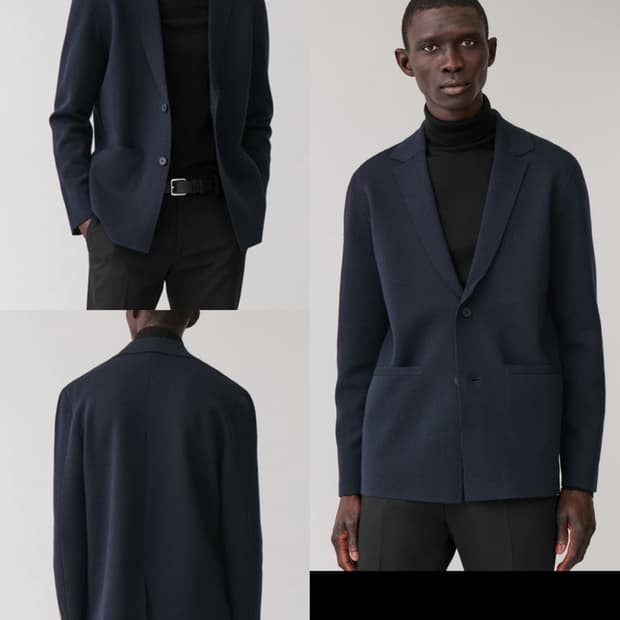 COS 코스 남성 울혼방 니트 블레이저 자켓 L _ 다크네이비