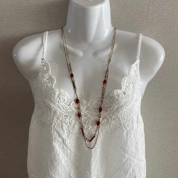 골드체인 오렌지바 롱 체인 목걸이 빈티지 수입 주얼리 