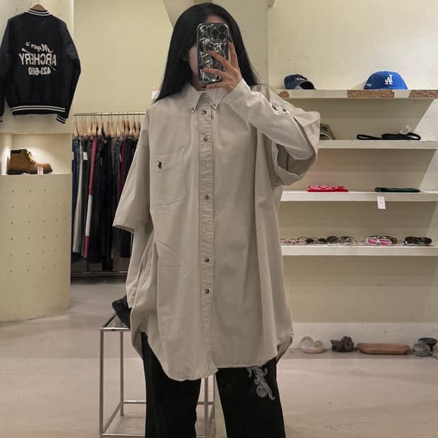 폴로랄프로렌 버튼다운 반팔 셔츠 베이지 U1233