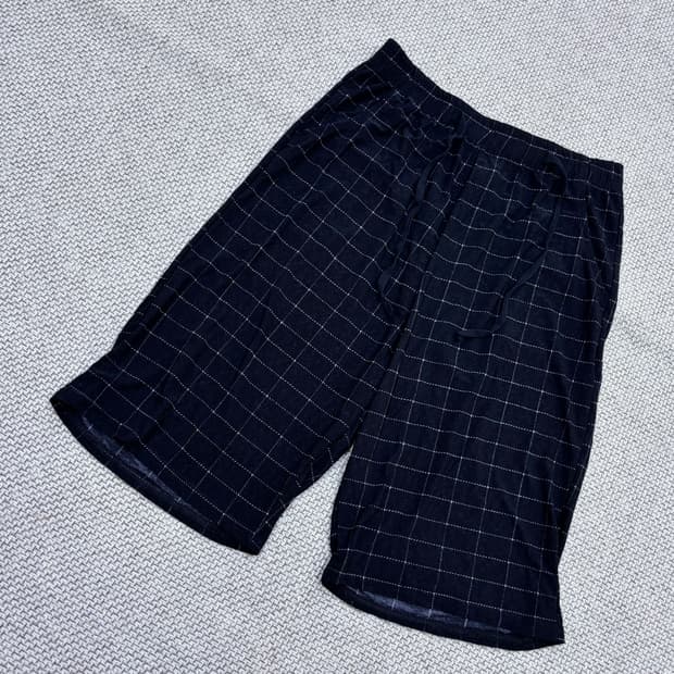 F 빈티지 남성 격자패턴 파자마 반바지 0727E2