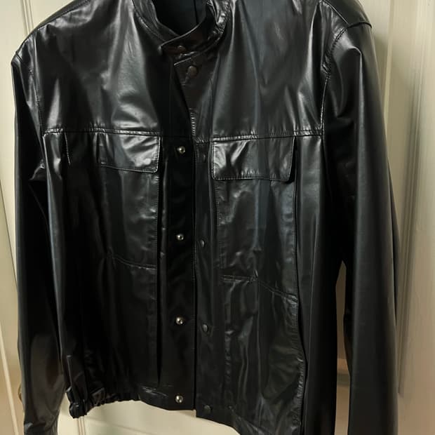 르메르 23ss 스탠드카라 레더블루종 L