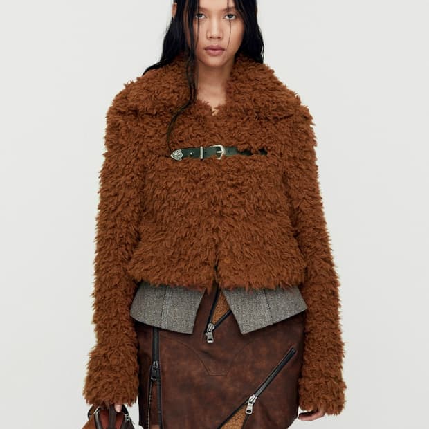 앤더슨벨 우먼 골디 포 레더 퍼 가디건 M