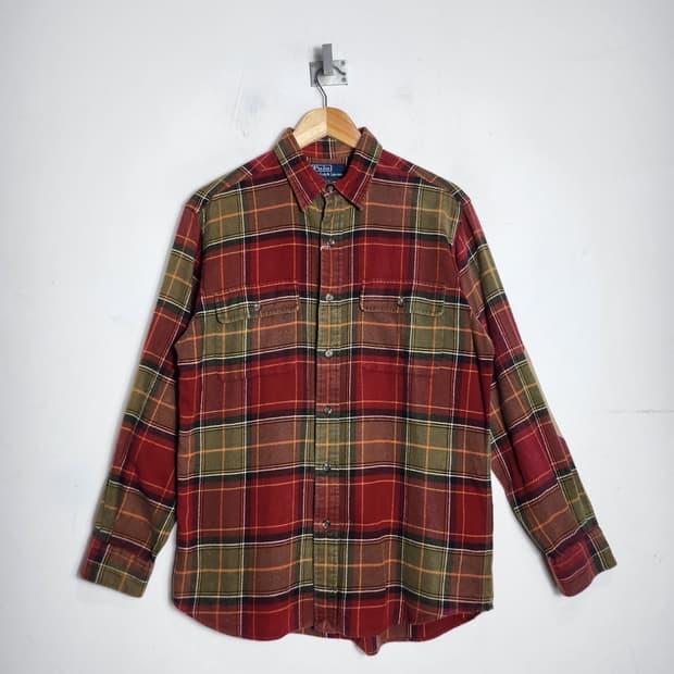 M 폴로 랄프로렌 엘보우 페더패치 웨스턴 체크 셔츠