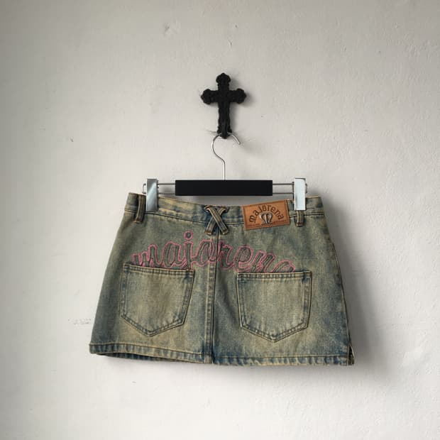 back lettering point mini skirt