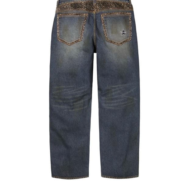 슈프림 레오파드 루즈핏 워시드 진 34