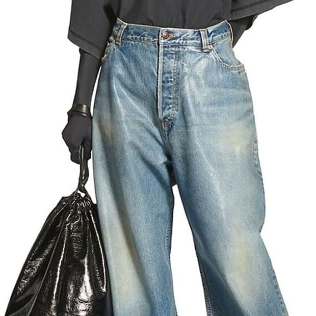 [S] 발렌시아가 코티드 라지배기 데님 팬츠