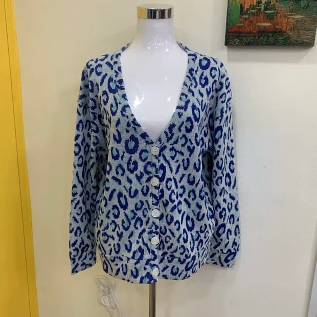 빈티지 레오파드 패턴 가디건