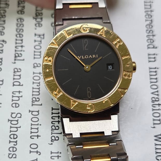 불가리 BB26 18K콤비 블랙다이얼 쿼츠 여성용 브레이슬릿 ver.