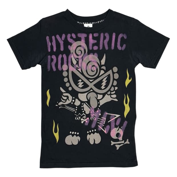 히스테릭 글래머 아카이브 락스타 해골 불꽃 반팔 티셔츠
