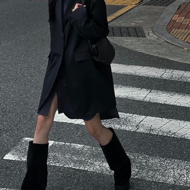 트리밍버드 오버핏 싱글 자켓 블랙