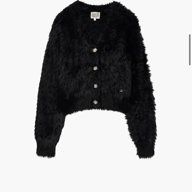 블랙 퍼 가디건