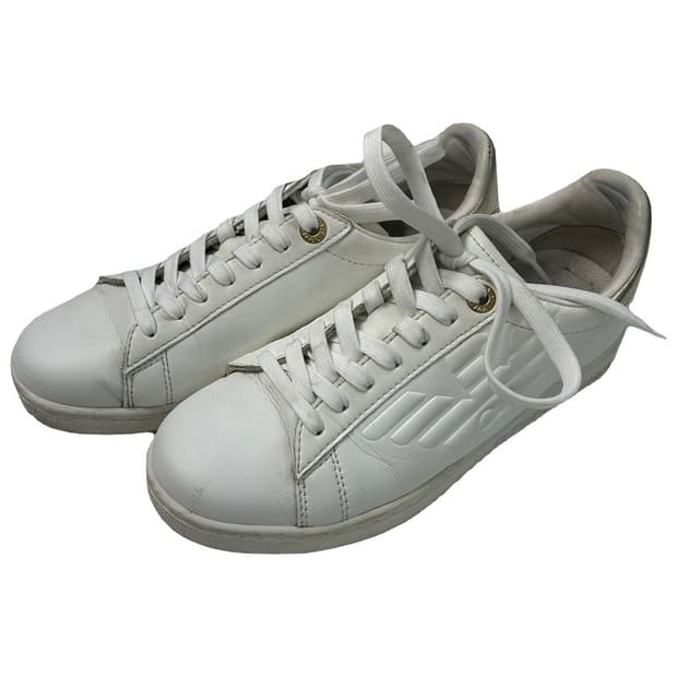 엠포리오 아르마니 EA7 이글 로고 레더 스니커즈 화이트 실버 235