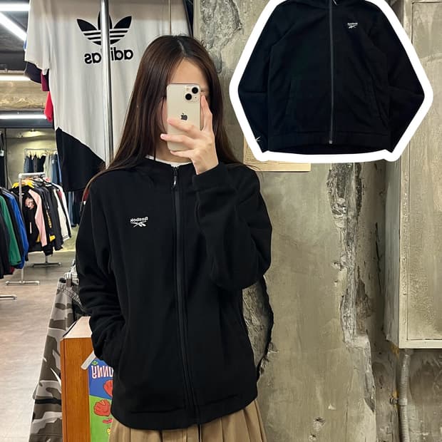 리복 플리스 후드집업 블랙 M #csz981